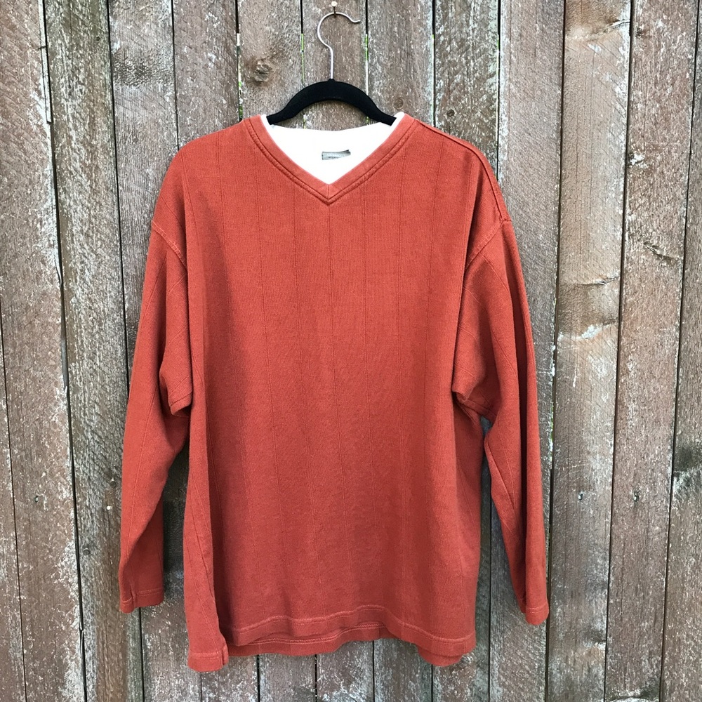 Mens top burnt orange sweater XL haggar fall shirt - Picture 1 of 7